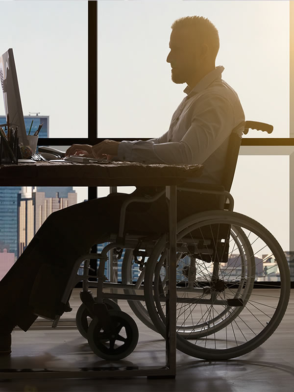 Persona en silla de ruedas accediendo a la web